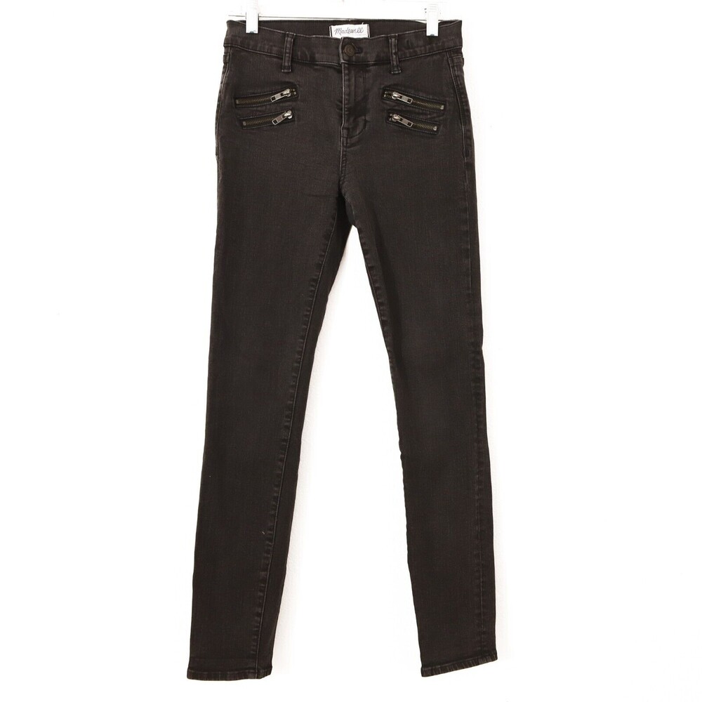 Madewell Skinny Zipper Edition Jeans Size 27 Mid Rise Washed Black EUC A4